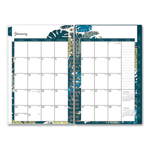 Grenada Create-your-own Cover Weekly/monthly Planner, Jungle Leaf Artwork, 8 X 5, Green/blue Cover, 12-month (jan-dec): 2024