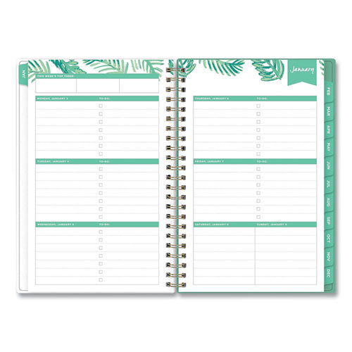 Day Designer Palms Weekly/monthly Planner, Palms Artwork, 8 X 5, Green/white Cover, 12-month (jan To Dec): 2024