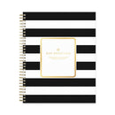 Day Designer Daily/monthly Frosted Planner, Rugby Stripe Artwork, 10 X 8, Black/white Cover, 12-month (july-june): 2023-2024