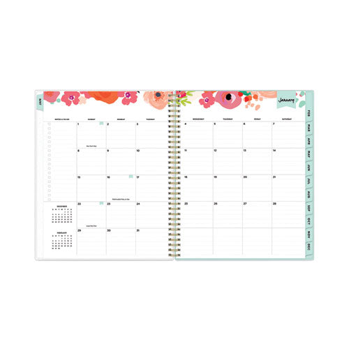 Day Designer Secret Garden Mint Frosted Weekly/monthly Planner, 11 X 8.5, Multicolor Cover, 12-month (jan To Dec): 2024