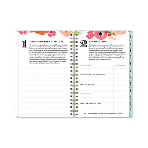 Day Designer Secret Garden Mint Frosted Weekly/monthly Planner, 8 X 5, Multicolor Cover, 12-month (jan To Dec): 2024