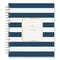 Day Designer Navy Stripe Daily/monthly Planner, Navy Stripe Artwork, 10 X 8, Navy/white/gold Cover, 12-month (jan-dec): 2024