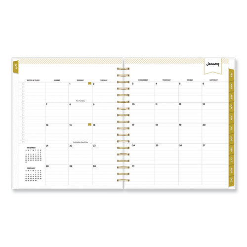 Day Designer Navy Stripe Daily/monthly Planner, Navy Stripe Artwork, 10 X 8, Navy/white/gold Cover, 12-month (jan-dec): 2024