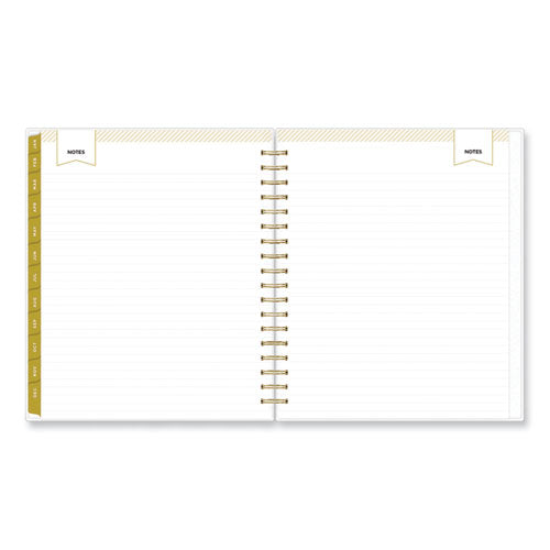 Day Designer Navy Stripe Daily/monthly Planner, Navy Stripe Artwork, 10 X 8, Navy/white/gold Cover, 12-month (jan-dec): 2024