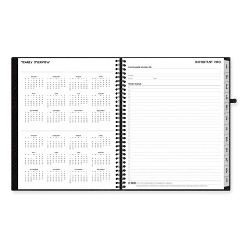 Aligned Weekly/monthly Planner, 11 X 8.5, Black Cover, 12-month (jan To Dec): 2024