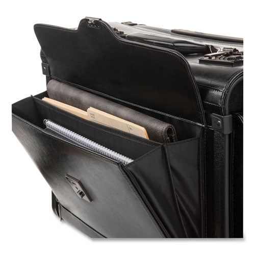 Catalog Case On Wheels, Fits Devices Up To 17.3", Leather, 19 X 9 X 15.5, Black