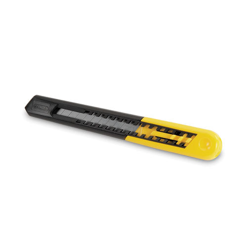 Straight Handle Knife W/retractable 13 Point Snap-off Blade, 9 Mm Blade, 5.13" Plastic Handle, Yellow/gray