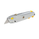 Quick-change Utility Knife With Retractable Blade And Twine Cutter, 6" Metal Handle, Gray, 6/box