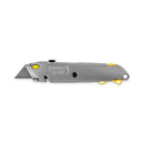 Quick-change Utility Knife With Retractable Blade And Twine Cutter, 6" Metal Handle, Gray