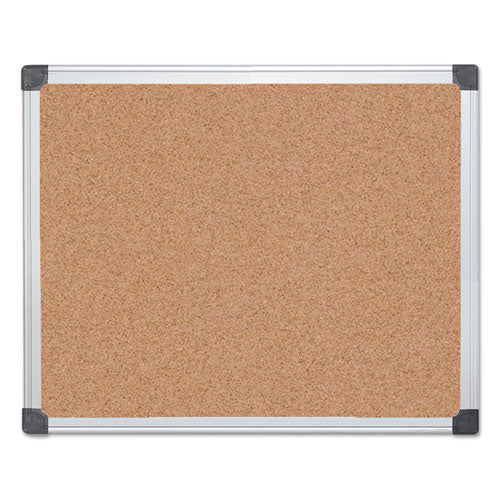 Value Cork Bulletin Board With Aluminum Frame, 24 X 36, Natural Surface, Silver Aluminum Frame