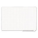 Gridded Magnetic Porcelain Dry Erase Planning Board, 1 X 2 Grid, 72 X 48, White Surface, Silver Aluminum Frame