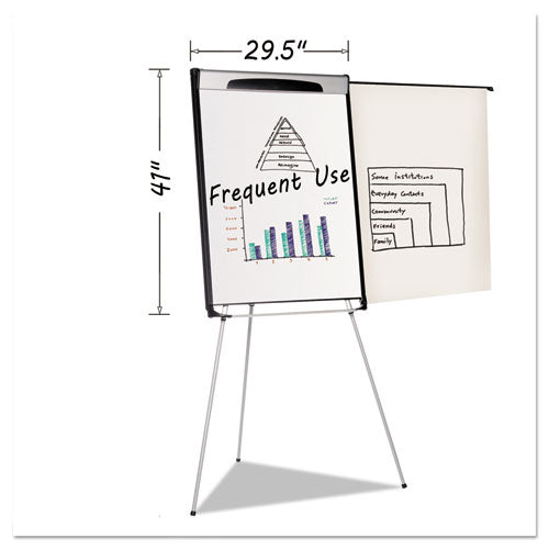 Tripod Extension Bar Magnetic Dry-erase Easel, 39" To 72" High, Black/silver