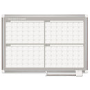 Magnetic Dry Erase Calendar Board, Four Month, 36 X 24, White Surface, Silver Aluminum Frame