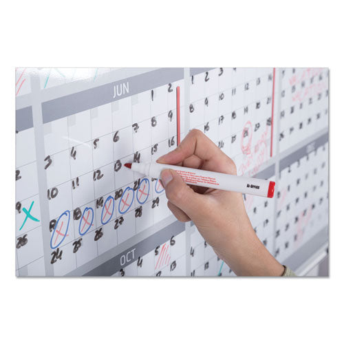 Magnetic Dry Erase Calendar Board, 12-month, 36 X 24, White Surface, Silver Aluminum Frame