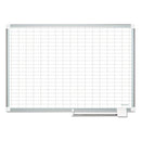 Gridded Magnetic Steel Dry Erase Planning Board With Accessories, 1 X 2 Grid, 36 X 24, White Surface, Silver Aluminum Frame