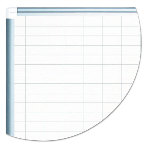 Gridded Magnetic Steel Dry Erase Planning Board With Accessories, 1 X 2 Grid, 48 X 36, White Surface, Silver Aluminum Frame