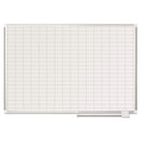 Gridded Magnetic Steel Dry Erase Planning Board, 1 X 2 Grid, 48 X 36, White Surface, Silver Aluminum Frame