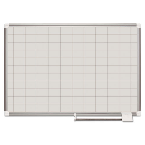 Gridded Magnetic Steel Dry Erase Planning Board, 2 X 3 Grid, 48 X 36, White Surface, Silver Aluminum Frame