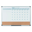 3-in-1 Calendar Planner, 36 X 24, White Surface, Silver Aluminum Frame