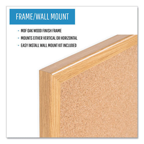 Value Cork Bulletin Board With Oak Frame, 24 X 36, Brown Surface, Oak Frame