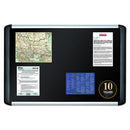 Soft-touch Bulletin Board, 36 X 24, Black Fabric Surface, Aluminum/black Aluminum Frame