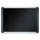 Soft-touch Bulletin Board, 36 X 24, Black Fabric Surface, Aluminum/black Aluminum Frame