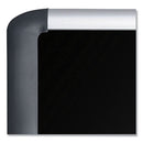 Soft-touch Bulletin Board, 72 X 48, Black Fabric Surface, Aluminum/black Aluminum Frame