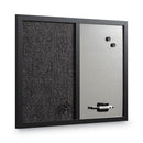 Designer Combo Fabric Bulletin/dry Erase Board, 24 X 18, Charcoal/gray Surface, Black Mdf Wood Frame