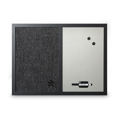 Designer Combo Fabric Bulletin/dry Erase Board, 24 X 18, Charcoal/gray Surface, Black Mdf Wood Frame