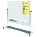 Revolver Easel, 70.8 X 47.2, 80" Tall Easel, Horizontal Orientation, White Surface, Silver Aluminum Frame