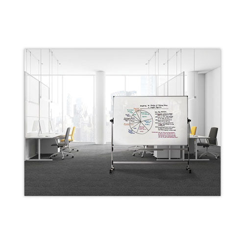 Earth Silver Easy Clean Mobile Revolver Dry Erase Boards, 36 X 48, White Surface, Silver Steel Frame