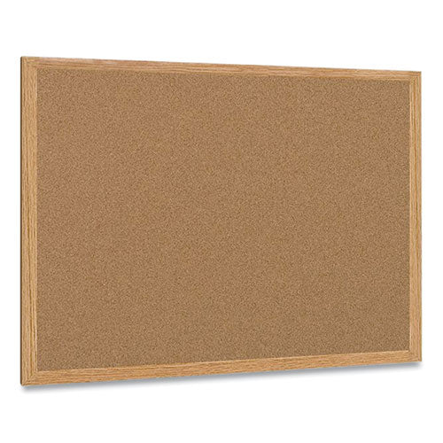 Earth Cork Board, 48 X 36, Tan Surface, Oak Wood Frame