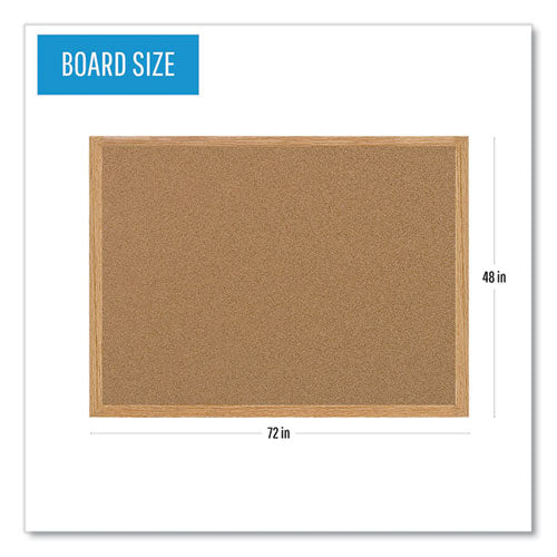 Earth Cork Board, 72 X 48, Tan Surface, Oak Wood Frame