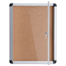 Slim-line Enclosed Cork Bulletin Board, One Door, 28 X 38, Tan Surface, Aluminum Frame