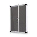 Slim-line Enclosed Fabric Bulletin Board, One Door, 28 X 38, Gray Surface, Aluminum Frame