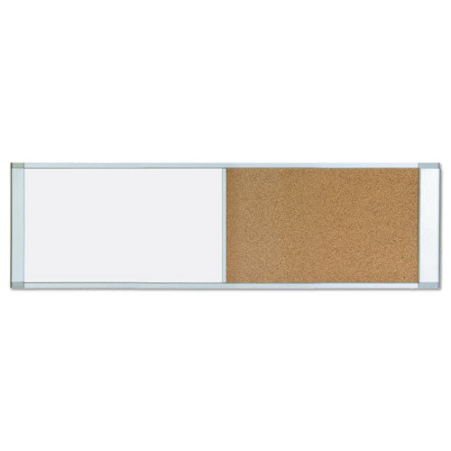 Combo Cubicle Workstation Dry Erase/cork Board, 48 X 18, Tan/white Surface, Aluminum Frame