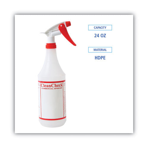 Trigger Spray Bottle, 32 Oz, Clear/red, Hdpe, 3/pack