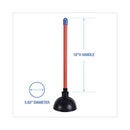 Toilet Plunger, 18" Plastic Handle, 5.63" Dia, Red/black