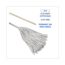 Handle/deck Mops, 16 Oz White Cotton Head, 48" Oak Wood Handle