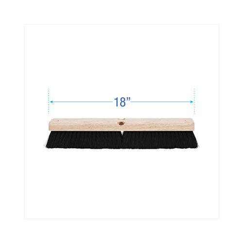 Floor Brush Head, 2.5" Black Tampico Fiber Bristles, 18" Brush