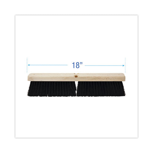 Floor Brush Head, 3" Black Medium Weight Polypropylene Bristles, 18" Brush