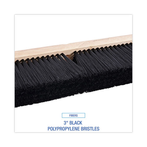 Floor Brush Head, 3" Black Polypropylene Bristles, 24" Brush