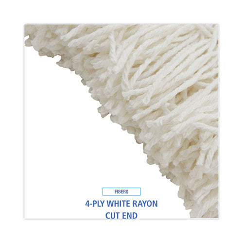 Mop Head, Premium Saddleback Head, Rayon Fiber, 24-oz., White, 12/carton