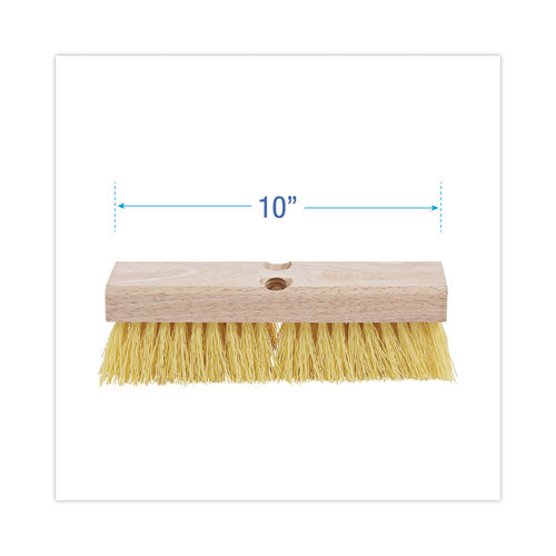 Deck Brush Head, 2" Cream Polypropylene Bristles, 10" Brush