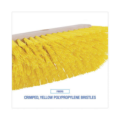 Dual-surface Scrub Brush, Yellow Polypropylene Bristles, 10" Brush, Plastic Handle