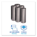 Low-density Waste Can Liners, 60 Gal, 1.1 Mil, 38" X 58", Gray, 20 Bags/roll, 5 Rolls/carton