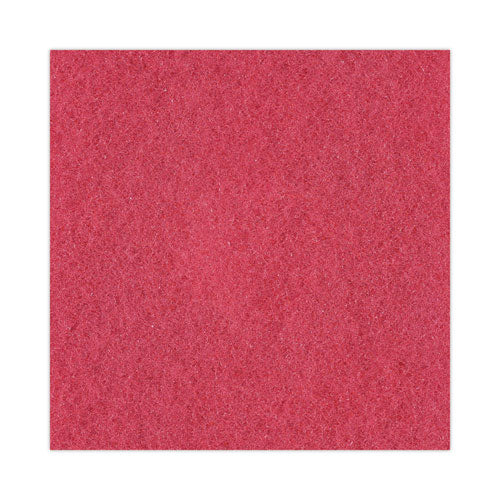 Buffing Floor Pads, 12" Diameter, Red, 5/carton