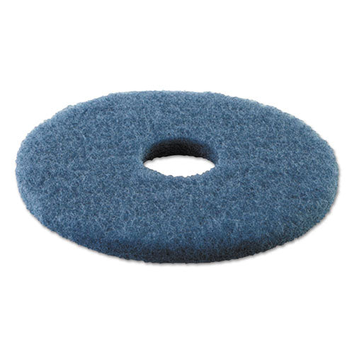 Scrubbing Floor Pads, 14" Diameter, Blue, 5/carton