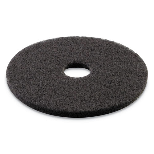 Stripping Floor Pads, 15" Diameter, Black, 5/carton