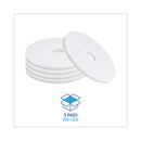 Polishing Floor Pads, 15" Diameter, White, 5/carton